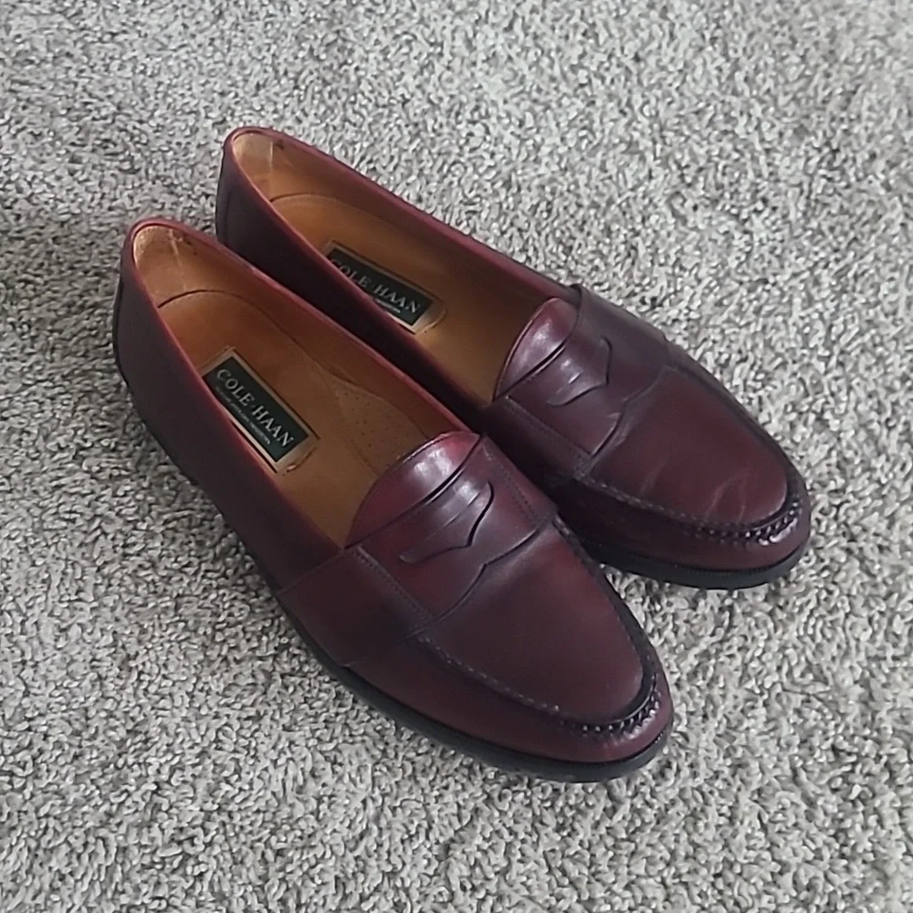GUC Cole Haan Deep Burgundy Leather Penny Loafers Men 11.5D - Picture 2 of 9